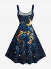 Robe débardeur grande taille imprimée rose, galaxie et lune pour la Saint-Valentin - Bleu Marine XXS