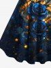 Robe débardeur grande taille imprimée rose, galaxie et lune pour la Saint-Valentin - Bleu Marine XXS