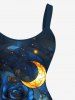 Robe débardeur grande taille imprimée rose, galaxie et lune pour la Saint-Valentin - Bleu Marine XXS