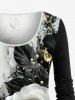 T-shirt à manches longues grande taille imprimé rose et diamant pour la Saint-Valentin - Noir S