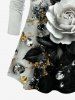T-shirt à manches longues grande taille imprimé rose et diamant pour la Saint-Valentin - Noir S