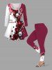 Plus Size Christmas Tree Ball Candy Colorblock Print Long Sleeves T-shirt -  