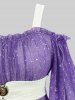 Plus Size Hot Stamping Ombre Print Cold Shoulder Flare Sleeves Asymmetrical Blouse -  