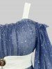 Plus Size Hot Stamping Ombre Print Cold Shoulder Flare Sleeves Asymmetrical Blouse -  