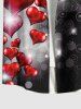 Chemise à poches boutonnées grande taille pour homme, imprimé ballons cœurs pailletés, Saint-Valentin - Noir S