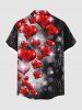 Chemise à poches boutonnées grande taille pour homme, imprimé ballons cœurs pailletés, Saint-Valentin - Noir S
