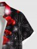 Plus Size Glitter Heart Balloon Print Valentines Button Pocket Shirt For Men -  