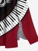 Jupe fendue hawaïenne à imprimé de symboles musicaux de piano grande taille - Noir L
