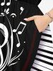 Plus Size Piano Music Symbol Print Hawaii Split A Line Skirt -  