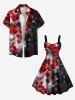 Robe trapèze grande taille à imprimé ballons et cœurs pailletés pour la Saint-Valentin - Noir M