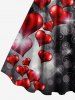 Robe trapèze grande taille à imprimé ballons et cœurs pailletés pour la Saint-Valentin - Noir 1X