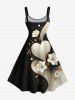 Robe trapèze grande taille à imprimé floral et cœur pour la Saint-Valentin - Noir M