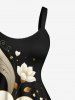 Robe trapèze grande taille à imprimé floral et cœur pour la Saint-Valentin - Noir M