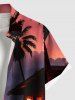 Chemise à boutons grande taille pour homme, imprimé hawaïen, motif cocotier pailleté, voilier et maison. - Rouge 5XL