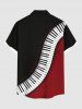 Plus Size Piano Music Symbol Print Hawaii Button Pocket Shirt For Men -  