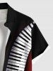 Plus Size Piano Music Symbol Print Hawaii Button Pocket Shirt For Men -  