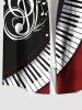 Plus Size Piano Music Symbol Print Hawaii Button Pocket Shirt For Men -  