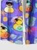 Plus Size Ducks Coconut Tree Shell Print Buttons Pocket Hawaii Shirt For Men -  