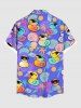 Chemise hawaïenne grande taille pour homme, à boutons et poche, avec imprimé canards et noix de coco et coquillages. - Pourpre  6XL