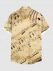 Plus Size Skull Anchor Musical Notes Lady Print Buttons Pocket Hawaii Shirt For Men -  