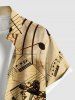 Plus Size Skull Anchor Musical Notes Lady Print Buttons Pocket Hawaii Shirt For Men -  