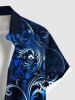 Chemise hawaïenne grande taille à imprimé floral et feuilles, boutons et poche pour homme - Bleu profond 6XL