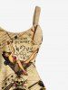 Plus Size Skull Anchor Musical Notes Lady Print Hawaii Tank Dress -  