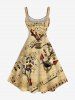 Plus Size Skull Anchor Musical Notes Lady Print Hawaii Tank Dress -  