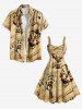 Plus Size Skull Anchor Musical Notes Lady Print Hawaii Tank Dress -  