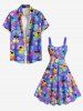 Robe débardeur hawaïenne grande taille à imprimé canards et noix de coco - Pourpre  XXS