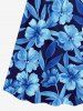 Plus Size Flowers Leaf Print Surplice Hawaii Cami Dress -  
