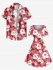 Plus Size Hibiscus Flowers Tropical Leaf Print Hawaii Vintage Dress -  