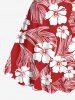Plus Size Hibiscus Flowers Tropical Leaf Print Hawaii Vintage Dress -  