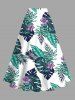 Jupe trapèze fendue hawaïenne à imprimé floral tropical et feuilles d'hibiscus grande taille - Blanc 4X