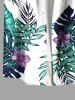 Plus Size Tropical Leaf Hibiscus Flower Print Hawaii Button Pocket Shirt For Men -  