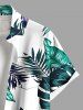 Plus Size Tropical Leaf Hibiscus Flower Print Hawaii Button Pocket Shirt For Men -  