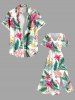 Tropical Flowers Leaf Print Plus Size Matching Hawaii Beach Outfit For Couples -  