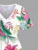 Tropical Flowers Leaf Print Plus Size Matching Hawaii Beach Outfit For Couples -  