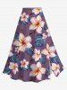 Flowers Leaf Print Plus Size Matching Hawaii Beach Outfit For Couples -  