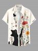 Cat Flowers Butterfly Print Plus Size Matching Hawaii Beach Outfit For Couples -  