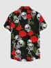 Ensemble assorti grande taille pour couples, imprimé roses et têtes de mort, pour la Saint-Valentin - Noir 