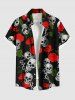 Ensemble assorti grande taille pour couples, imprimé roses et têtes de mort, pour la Saint-Valentin - Noir 