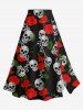 Ensemble assorti grande taille pour couples, imprimé roses et têtes de mort, pour la Saint-Valentin - Noir 