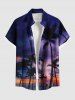 Coconut Tree Ombre Dusk Galaxy Print Plus Size Matching Hawaii Beach Outfit For Couples -  