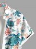 Plus Size Turtle Paisley Flowers Leaf Starfish Print Buttons Pocket Hawaii Shirt For Men -  