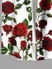 Plus Size Valentine's Day Rose Flowers Leaf Print Buttons Pocket Shirt For Men -  