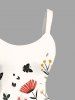 Robe débardeur hawaïenne grande taille à imprimé chat, fleurs et papillons - Blanc 4X