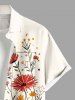 Chemise hawaïenne grande taille pour homme, à imprimé chat, fleurs et papillons, boutons et poche. - Blanc de Crème  M