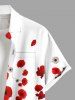 Plus Size Daisy Flowers Colorblock Print Buttons Pocket Hawaii Shirt For Men -  