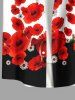 Plus Size Daisy Flowers Colorblock Print Buttons Pocket Hawaii Shirt For Men -  